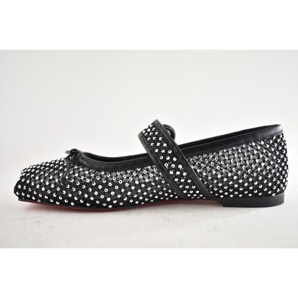 Christian Louboutin Mamastrapitina Flat Black Crystal Mesh Ballet Ballerina 38.5 - Picture 16 of 16